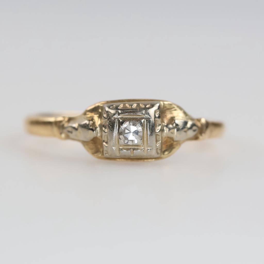 10kt Two Tone Gold Diamond Ring