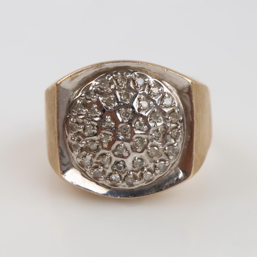 10kt Two Tone Gold Diamond Signet Ring