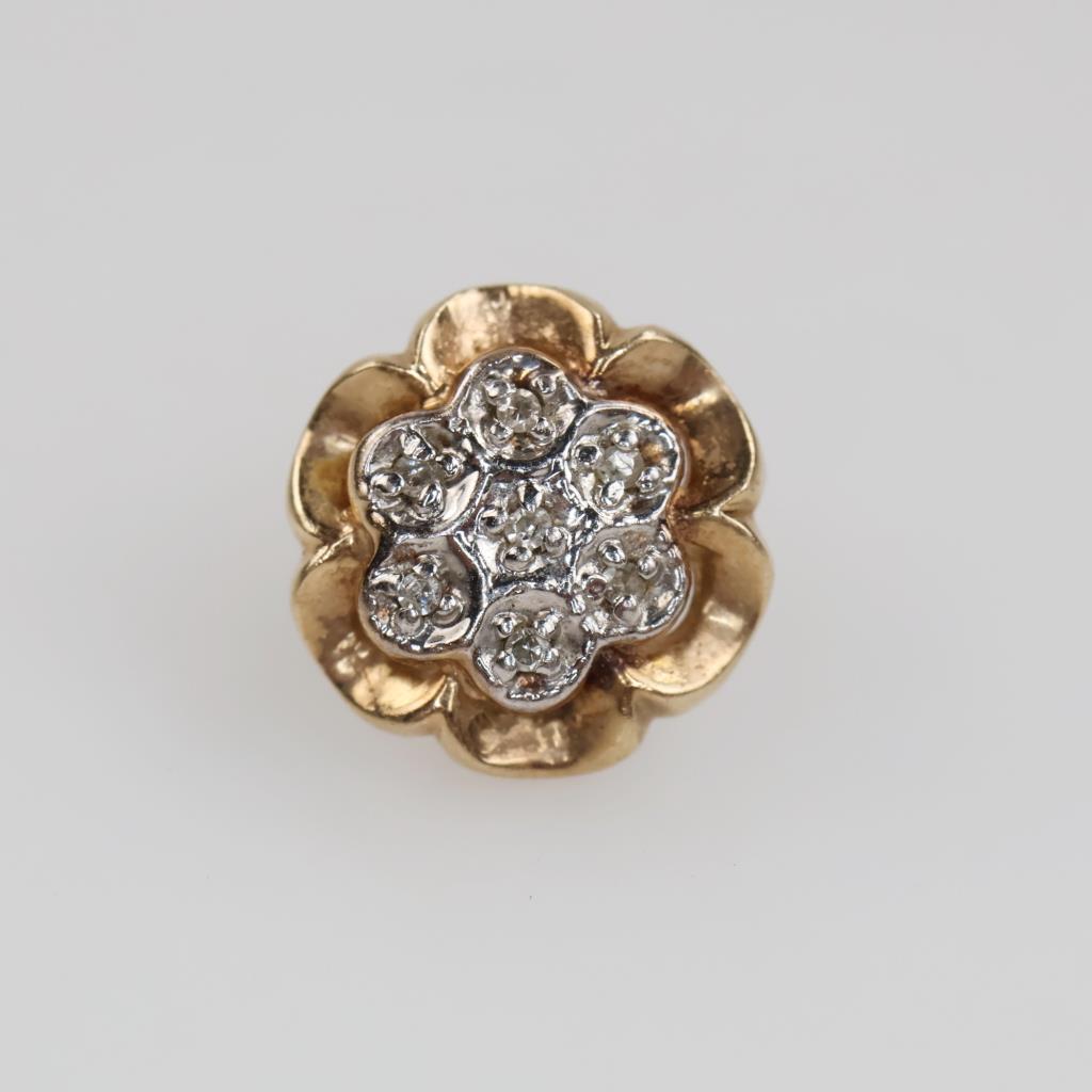 10kt Two Tone Gold Diamond Single Earring
