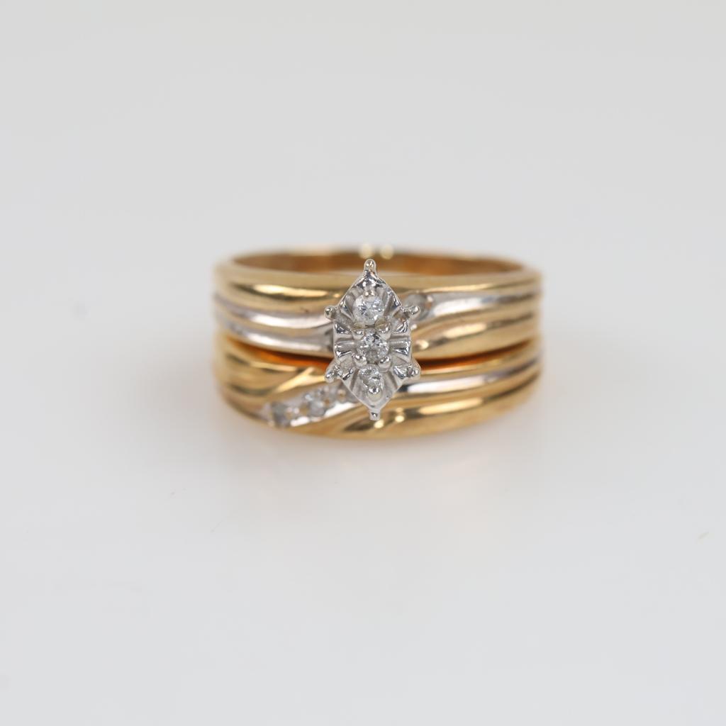 10kt Two Tone Gold Diamond Wedding Set