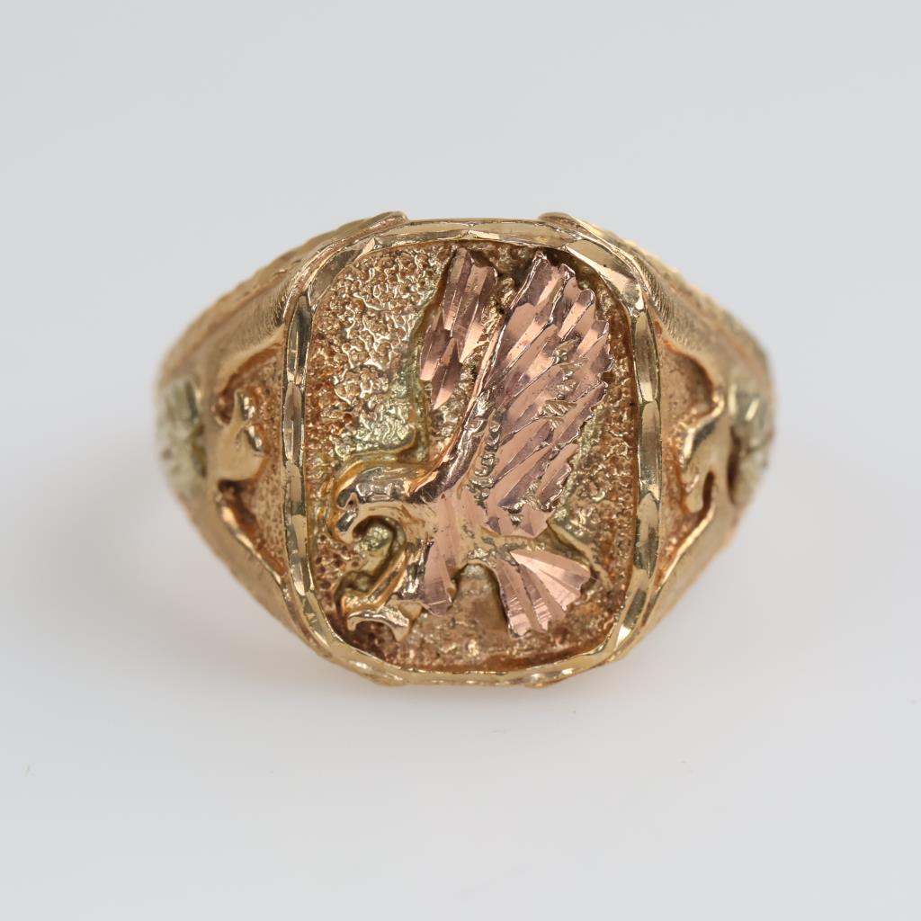 10kt Two Tone Gold Eagle Ring