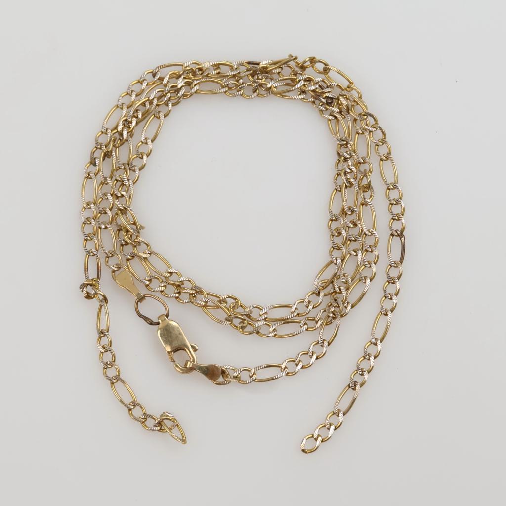 10kt Two Tone Gold Figaro Link Necklace