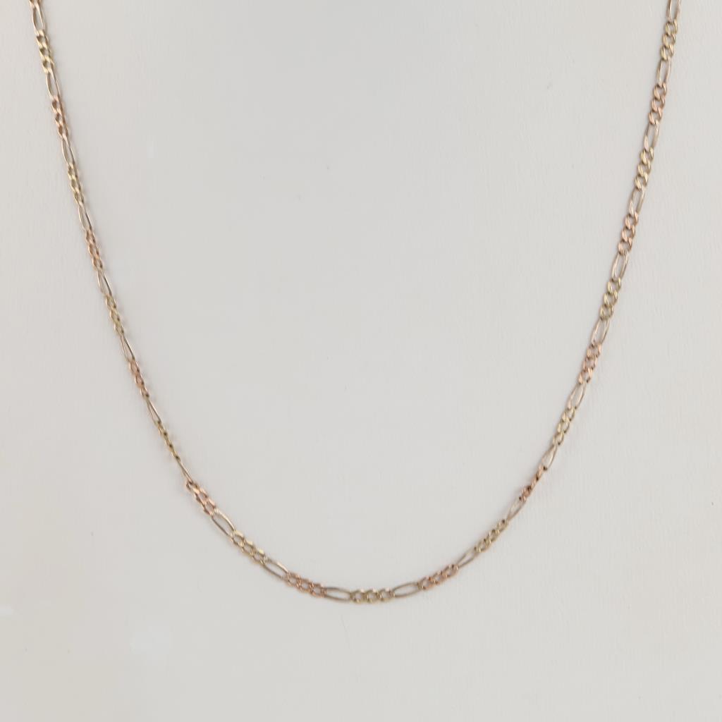 10kt Two Tone Gold Figaro Link Necklace