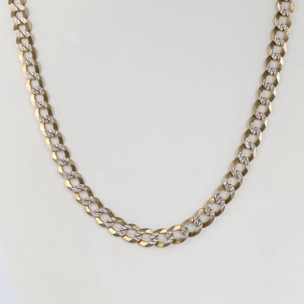 10kt Two Tone Gold Flatcurb Link Chain Necklace -Evaluated By Our Certified Gemologist - AGS / GIA
