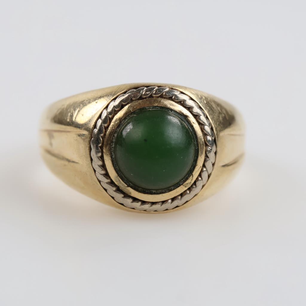10kt Two Tone Gold Green Stone Ring