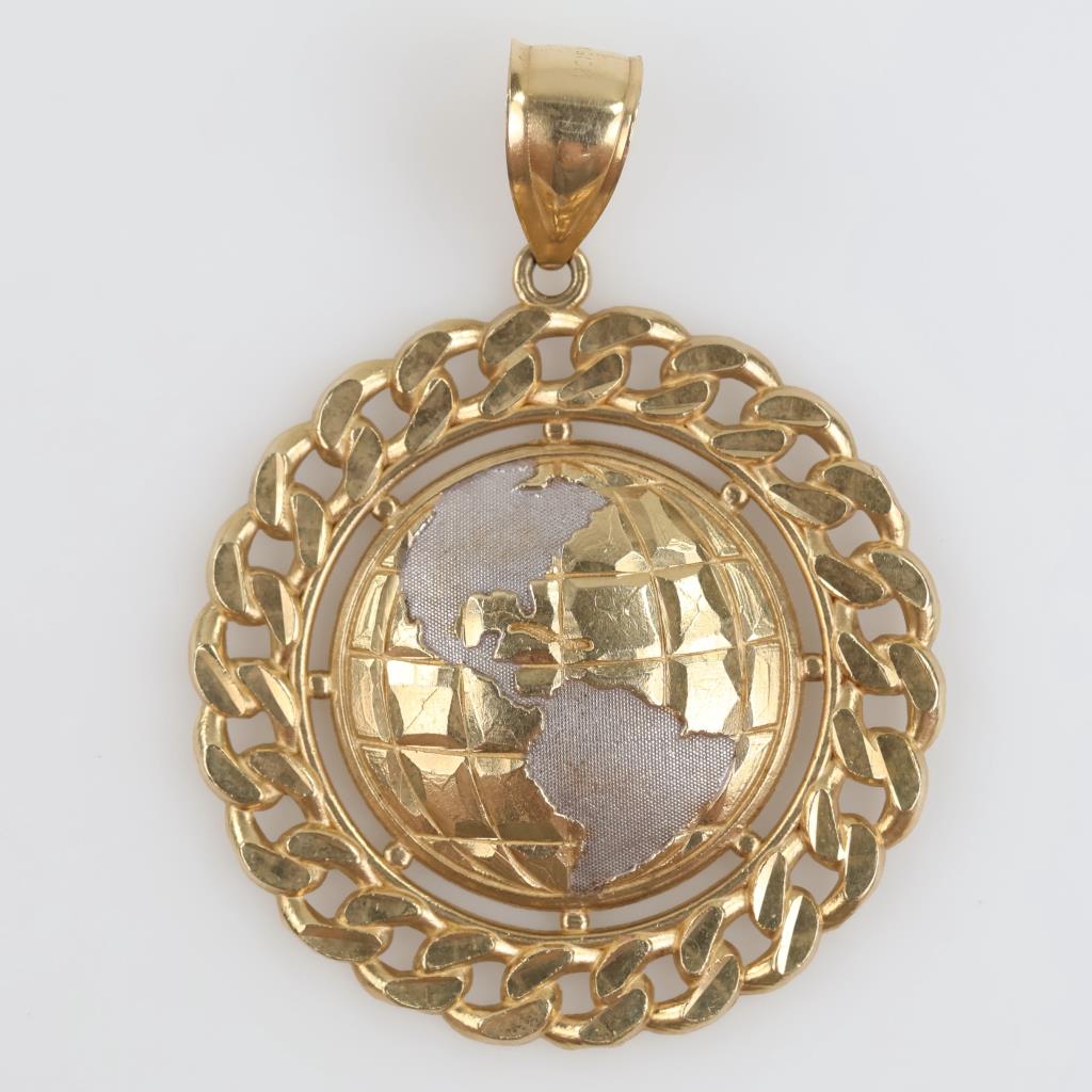 10kt Two Tone Gold Hollow Pendant