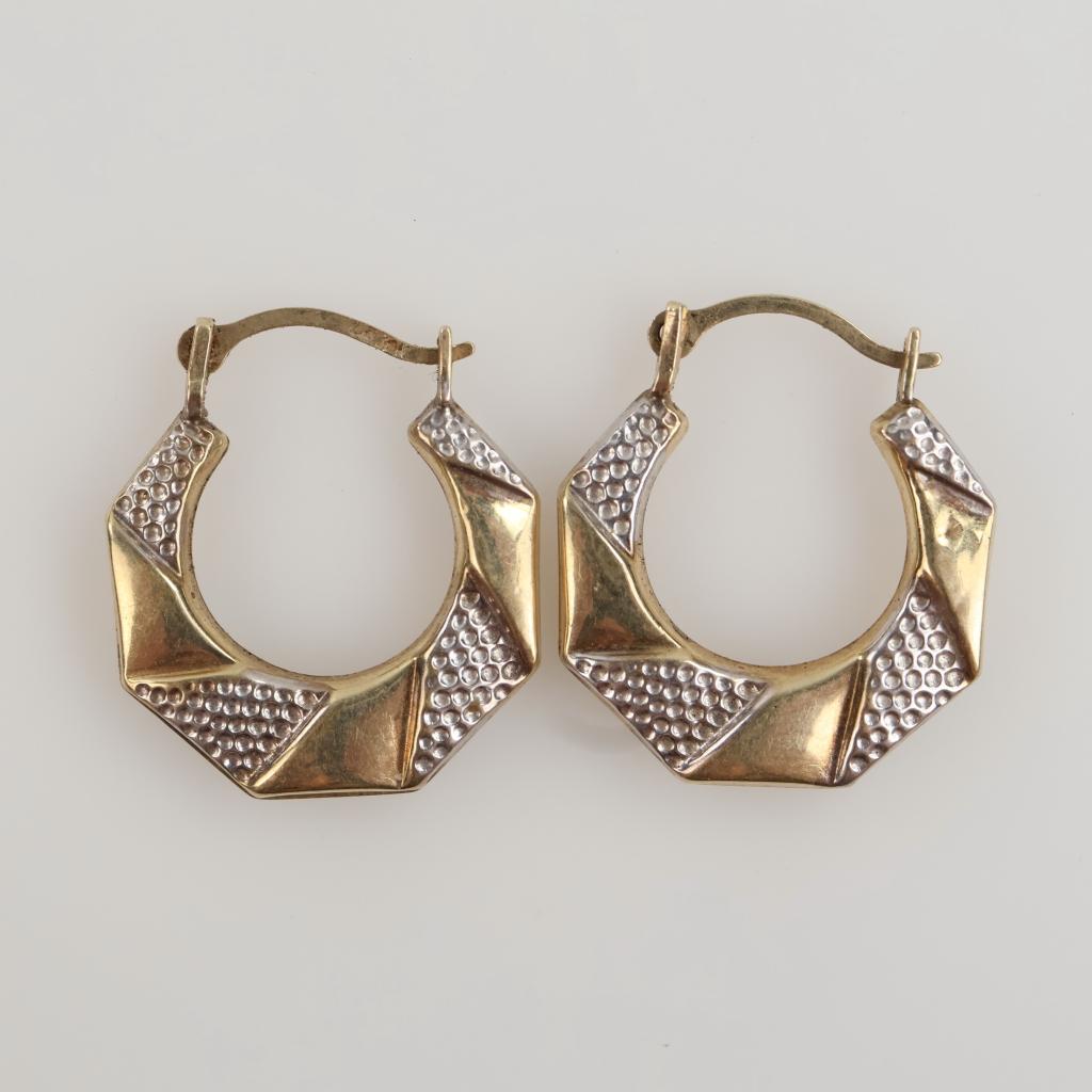 10kt Two Tone Gold Hoop Earrings
