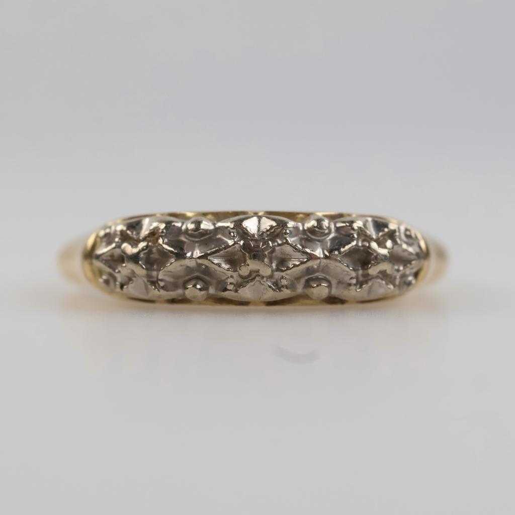 10kt Two Tone Gold Nugget Style Accent Band