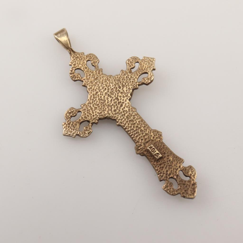 10kt Two Tone Gold Religious Cross Pendant Property Room