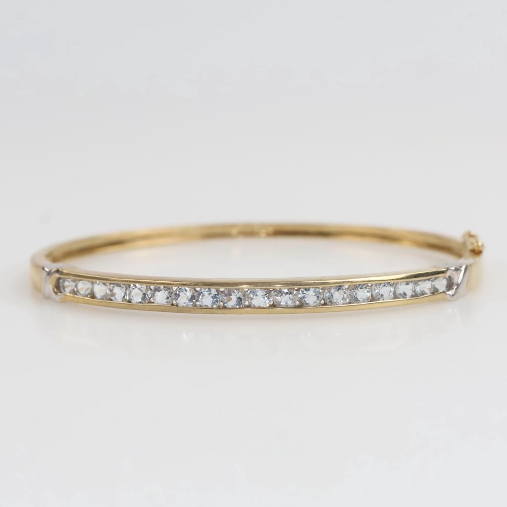 10kt Two-tone Gold Clear Stone Bracelet