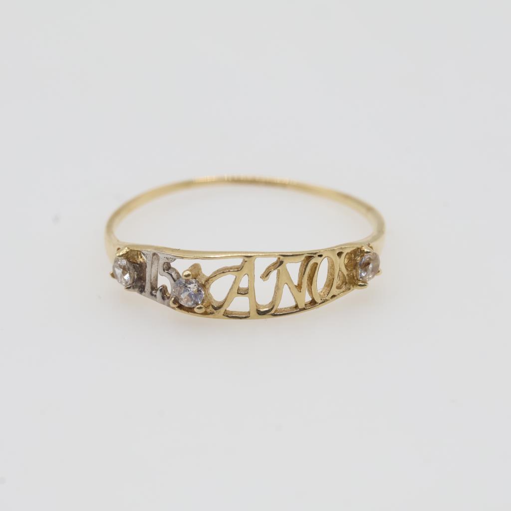 10kt Two-Tone Gold Clear Stone Ring