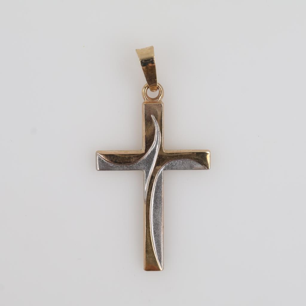 10kt Two-Tone Gold Cross Pendant