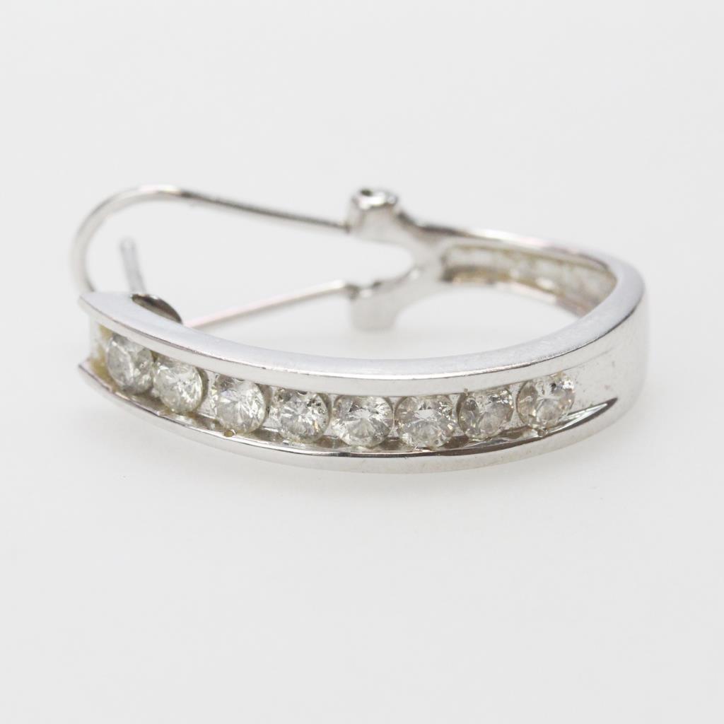 10kt White Gold 2.07g Single Hoop Earring With Diamond Accents