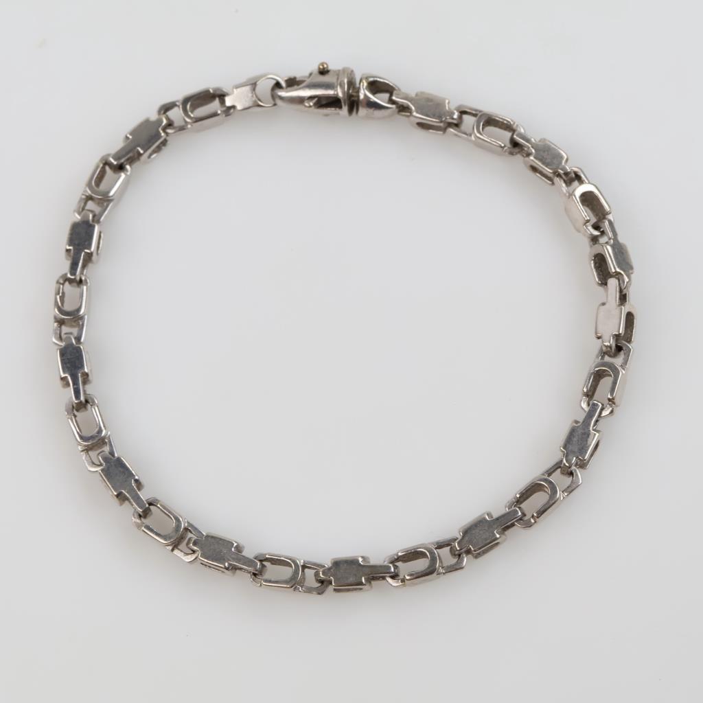 10kt White Gold Block Link Bracelet
