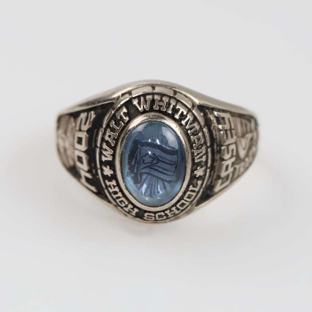 10kt White Gold Blue Stone Class Ring