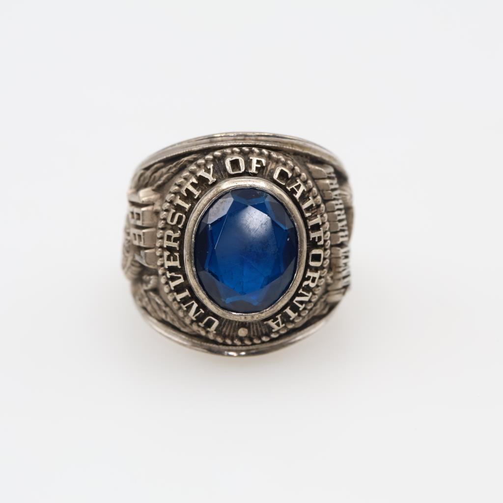 10kt White Gold Blue Stone Class Ring
