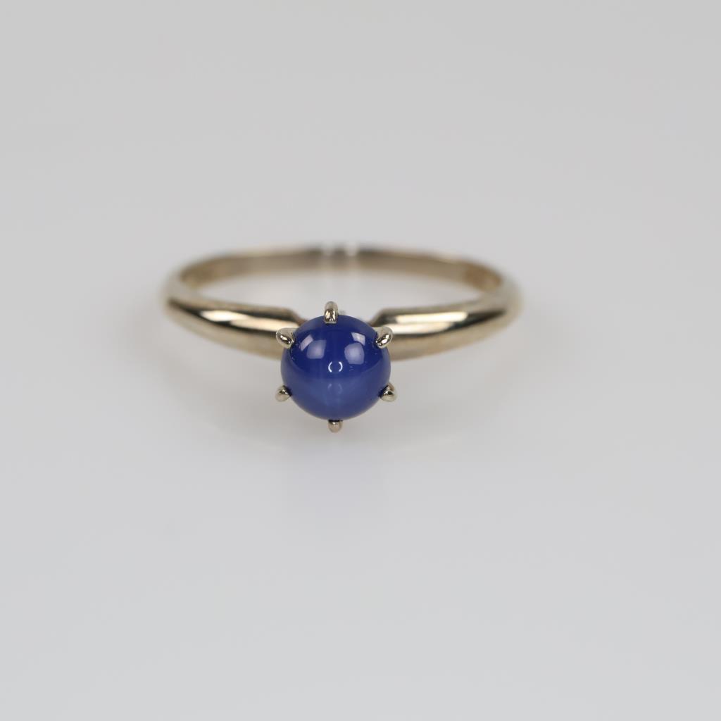 10kt White Gold Blue Stone Ring