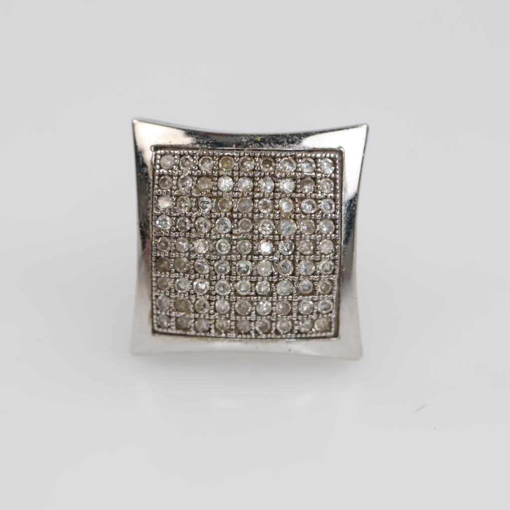 10kt White Gold Clear Stone Earring