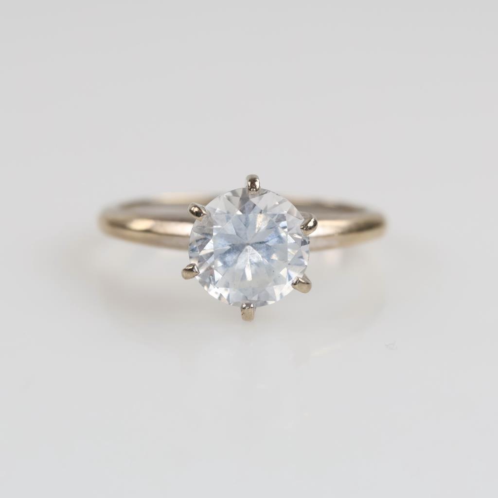 10kt White Gold Clear Stone Ring