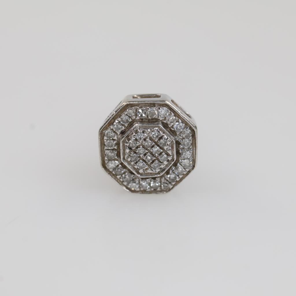 10kt White Gold Clear Stone Stud Earring