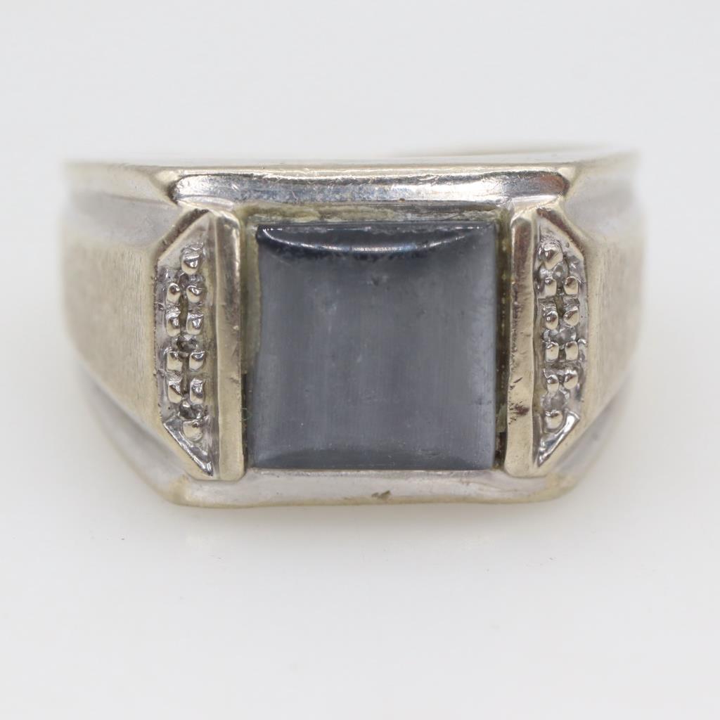 10kt White Gold Diamond Gray Stone Ring | Property Room