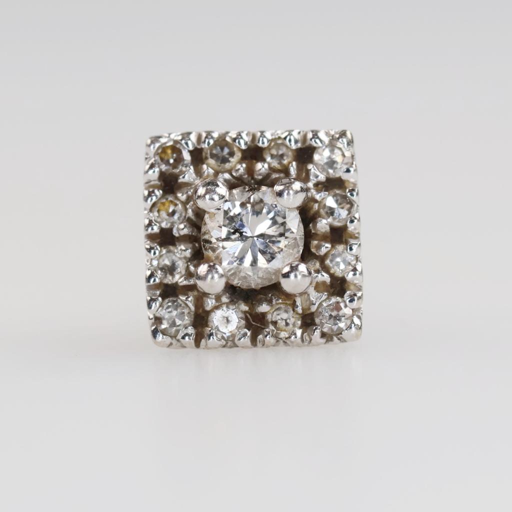 10kt White Gold Diamond Square Stud Earring