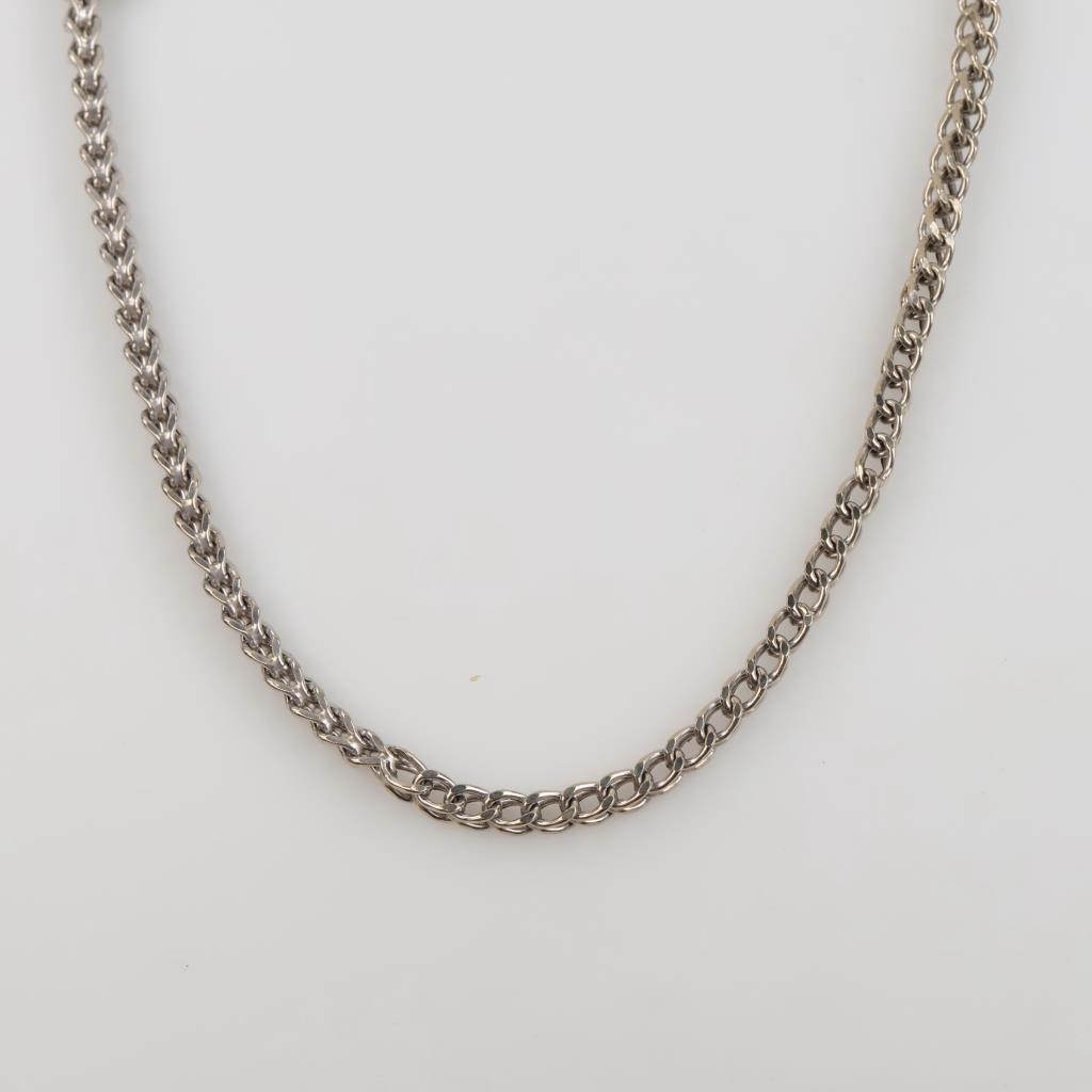 10kt White Gold Hollow Box Link Necklace