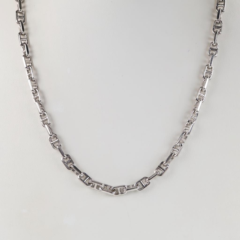 10kt White Gold Mariner Link Necklace -Evaluated By Our Certified Gemologist-AGS/GIA