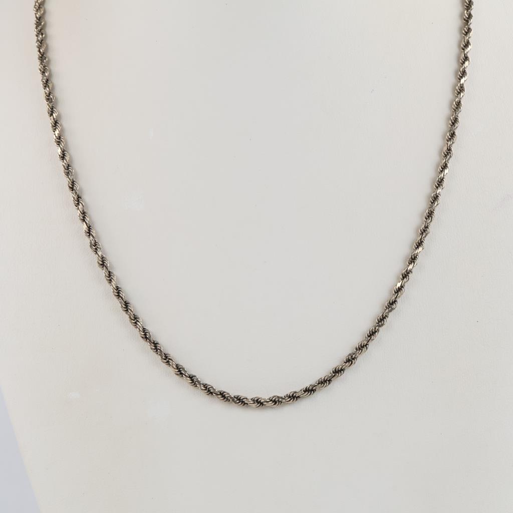 10kt White Gold Rope Chain Necklace