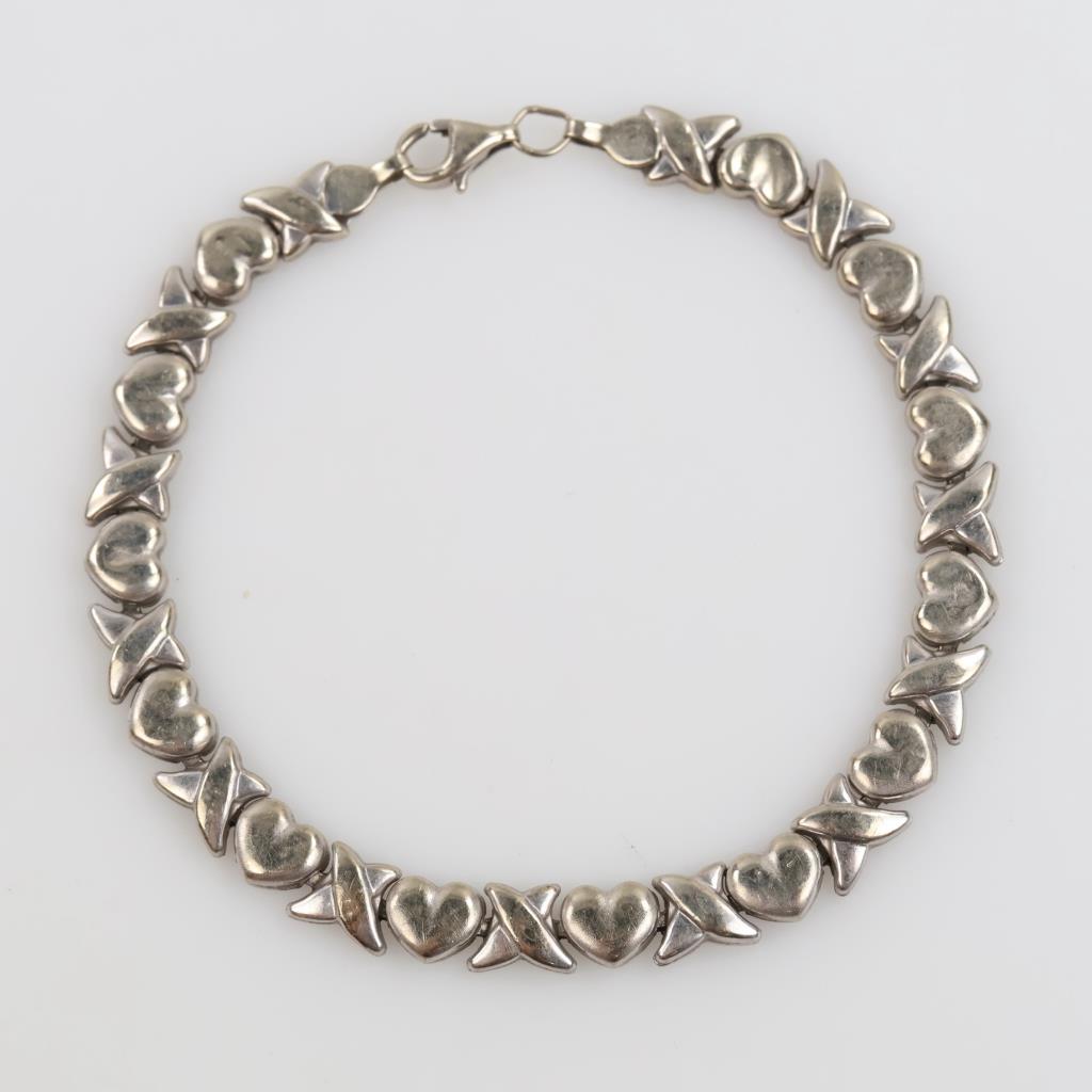 10kt White Gold Semi-hollow Link Bracelet