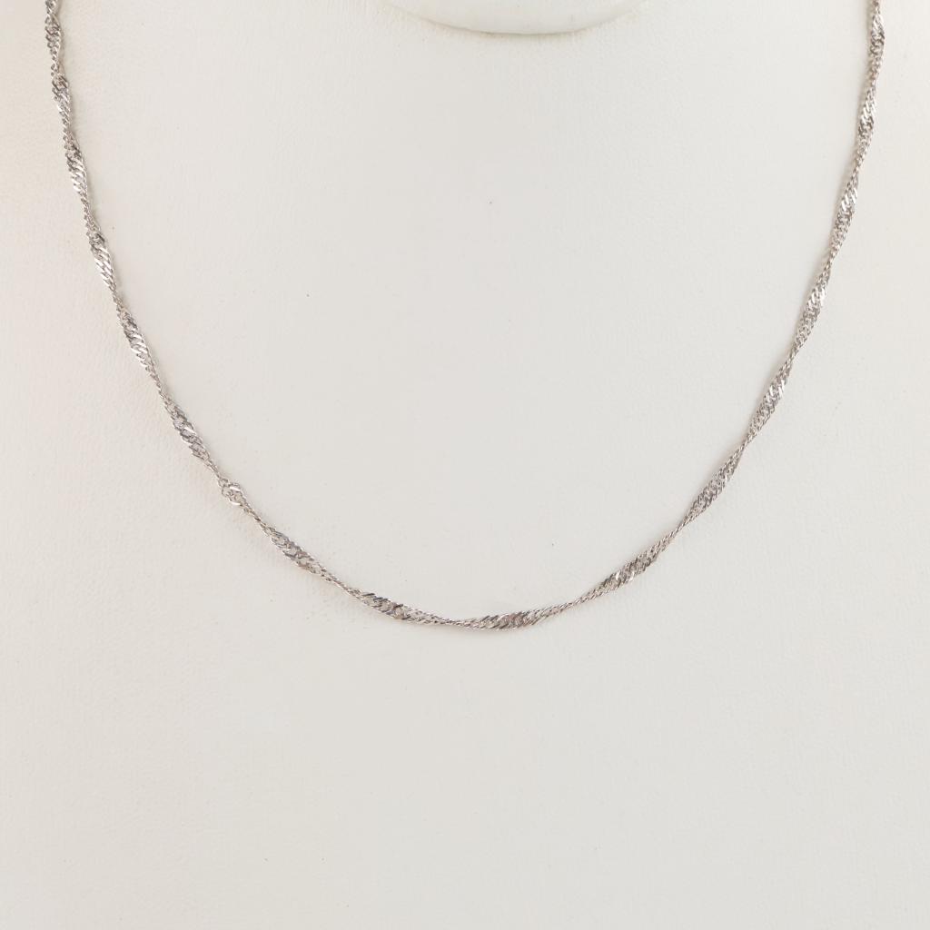 10kt White Gold Singapore Chain Necklace