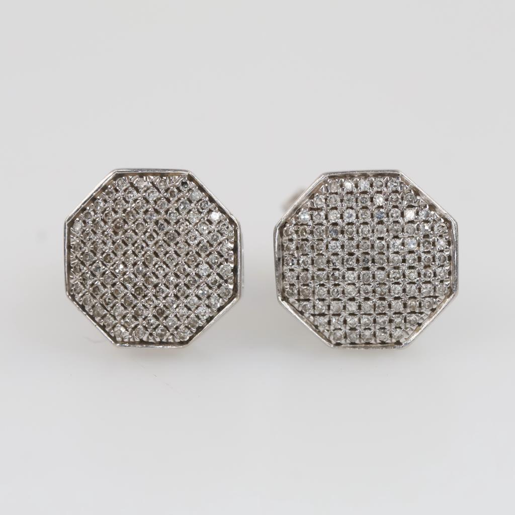 10kt White GP Clear Stone Earrings