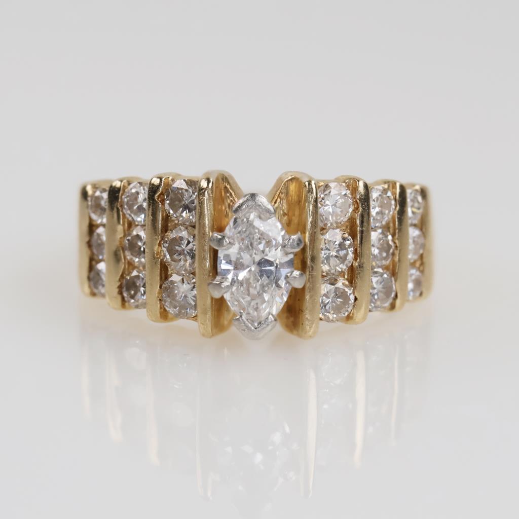 1.16cts TW Diamond 14kt Gold Engagement Ring-Evaluated By Our Certified Gemologist-AGS/GIA