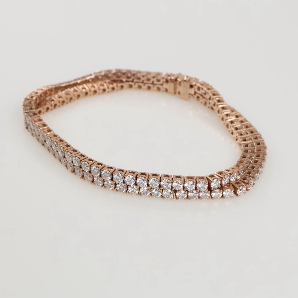 11.80ctTW Moissanite 10kt Rose Gold Tennis Bracelet-Evaluated By Our Certified Gemologist-AGS/GIA