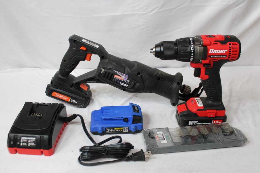 1/2" Drill/Driver, Reciprocating Saw, Craftsman Socket Set, Charger, 4 Pieces