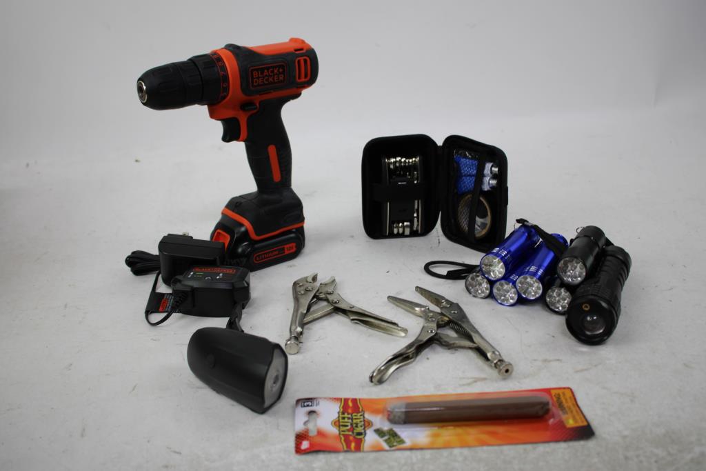 12 V Cordless Drill Driver, Pliers Flashlights & More