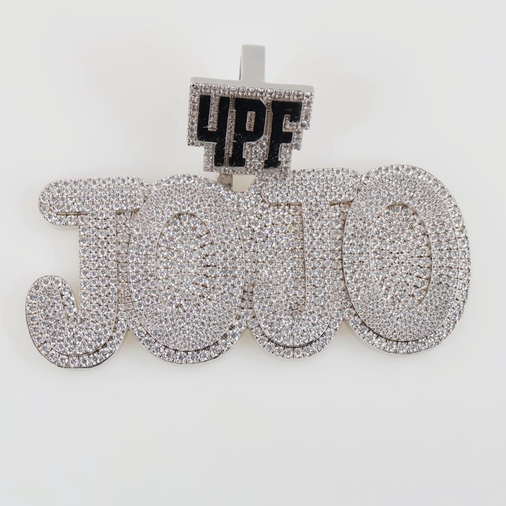 12.66cts TW Diamond Sterling Silver "JOJO" Pendant-Evaluated By Our Certified Gemologist-AGS/GIA