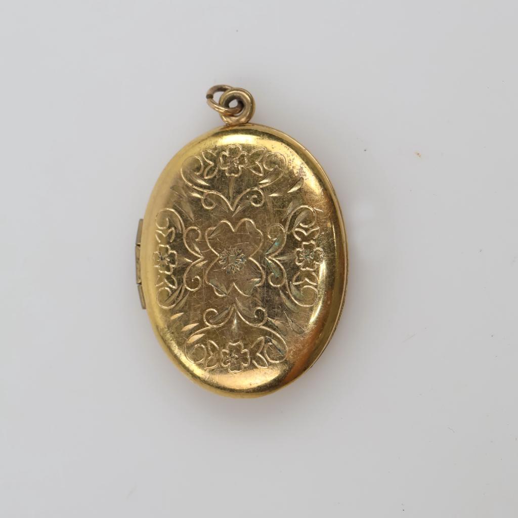12kt GF Carved Locket Pendant