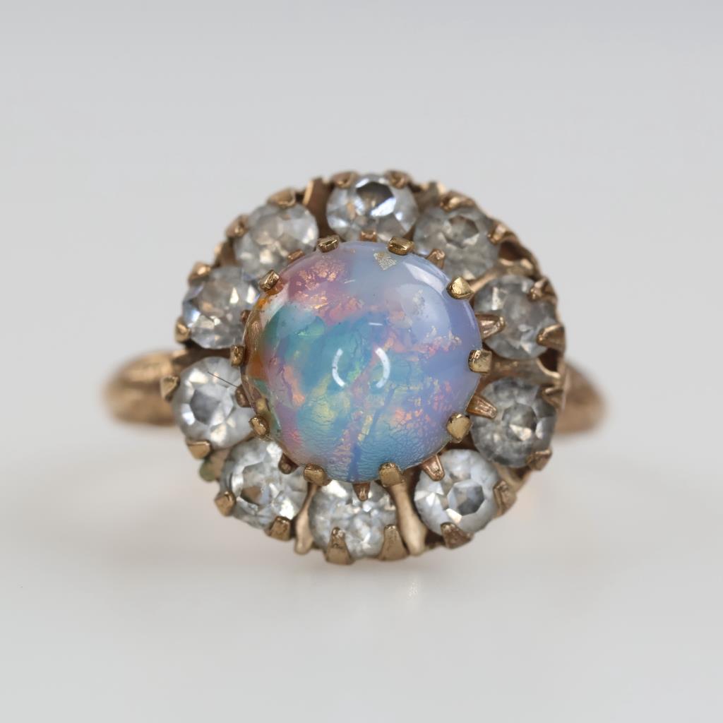 12kt GF Clear And Iridescent Stone Ring