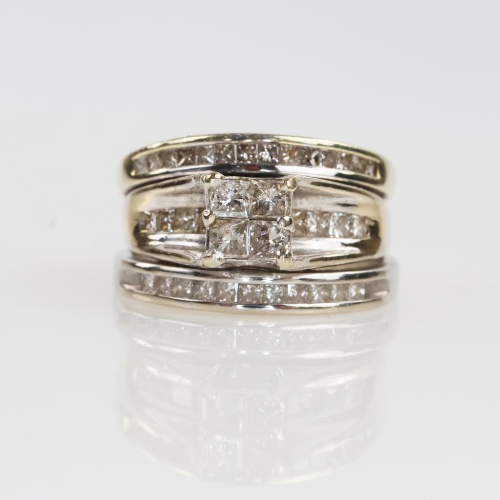 1.30cts TW Diamond 14kt Gold Two-tone Bridal Set-Evaluated By Our Certified Gemologist-AGS/GIA