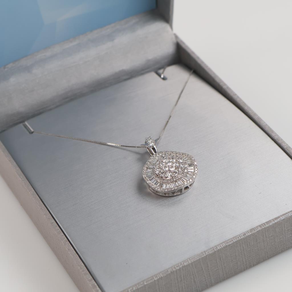 1.34cts TW Diamond Pendant With Necklace 14kt White Gold