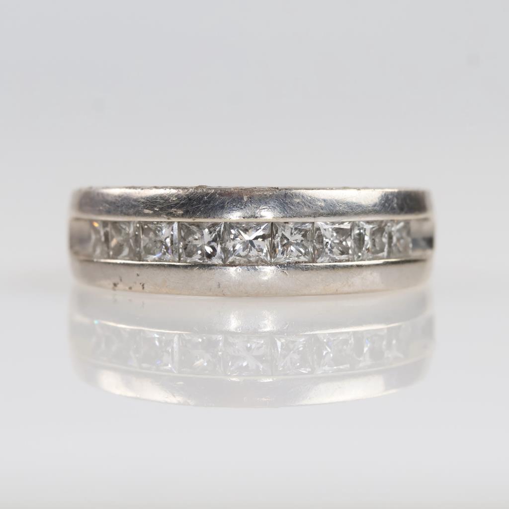 1.35cts TW Diamond 10kt White Gold Band -Evaluated By Our Certified Gemologist-AGS/GIA