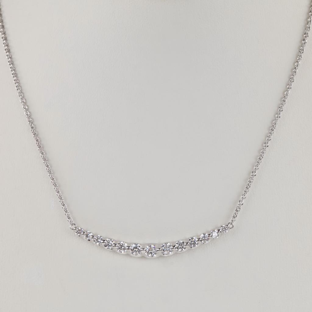 1.37cts TW Diamond 18kt White Gold Necklace - Evaluated By Our Certified Gemologist-AGS/GIA