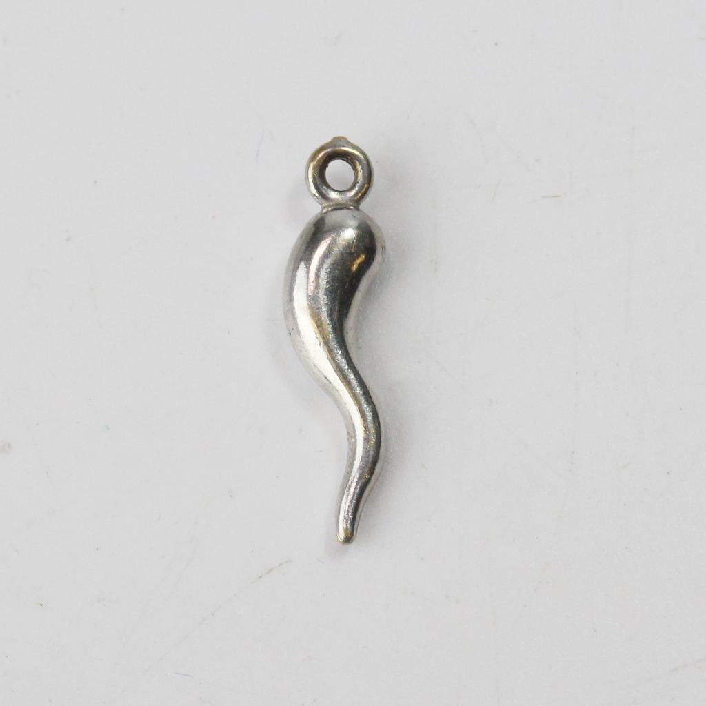 13kt White Gold 0 53g Italian Horn Pendant Property Room 13kt White Gold 0 53g Italian Horn Pendant