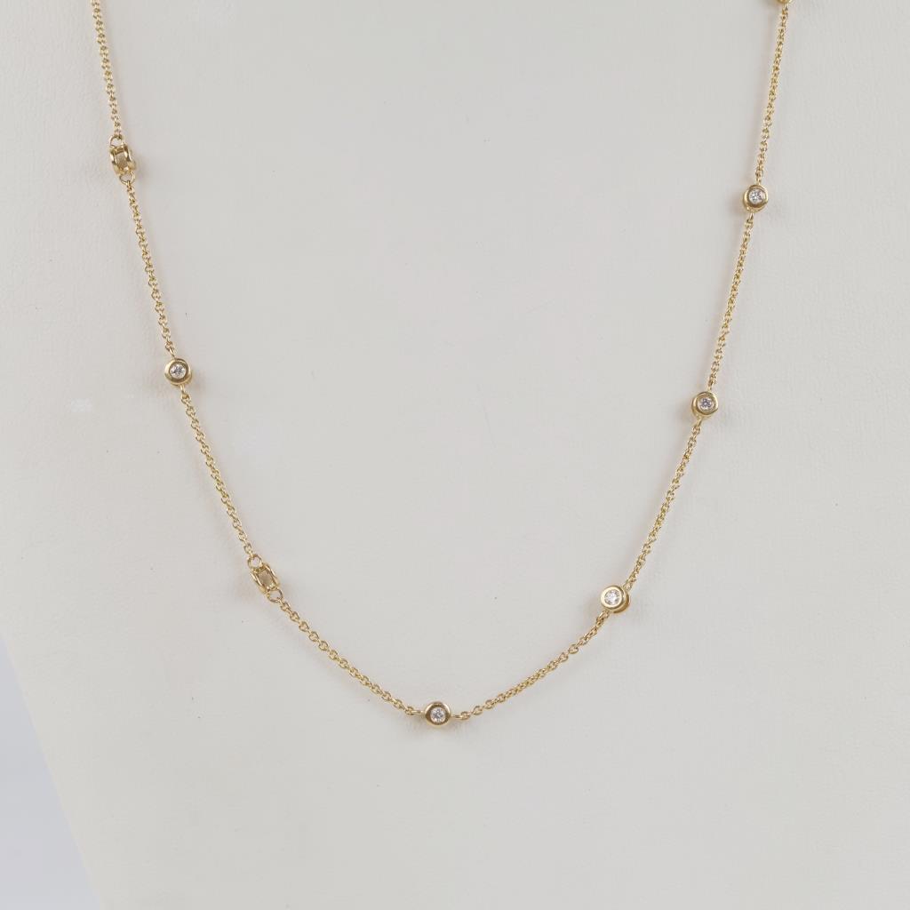 1.44cts TW Diamond Bezel 14kt Gold Necklace -Evaluated By Our Certified Gemologist-AGS/GIA