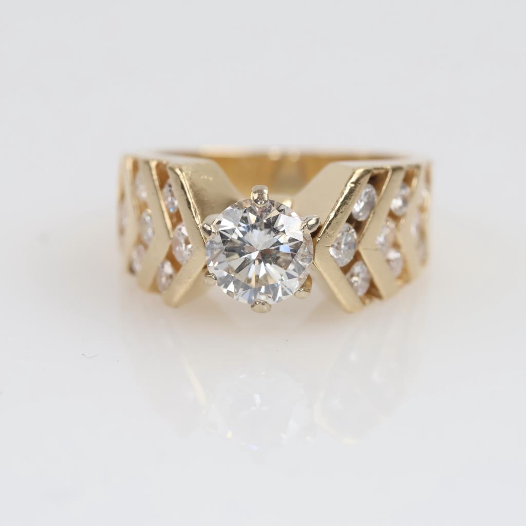 1.47cts TW Diamond 14kt Gold Engagement Ring-Evaluated By Our Certified Gemologist-AGS/GIA