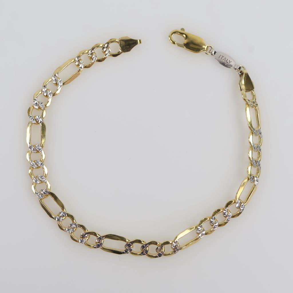 14kt GF Sterling Silver Figaro Link Bracelet