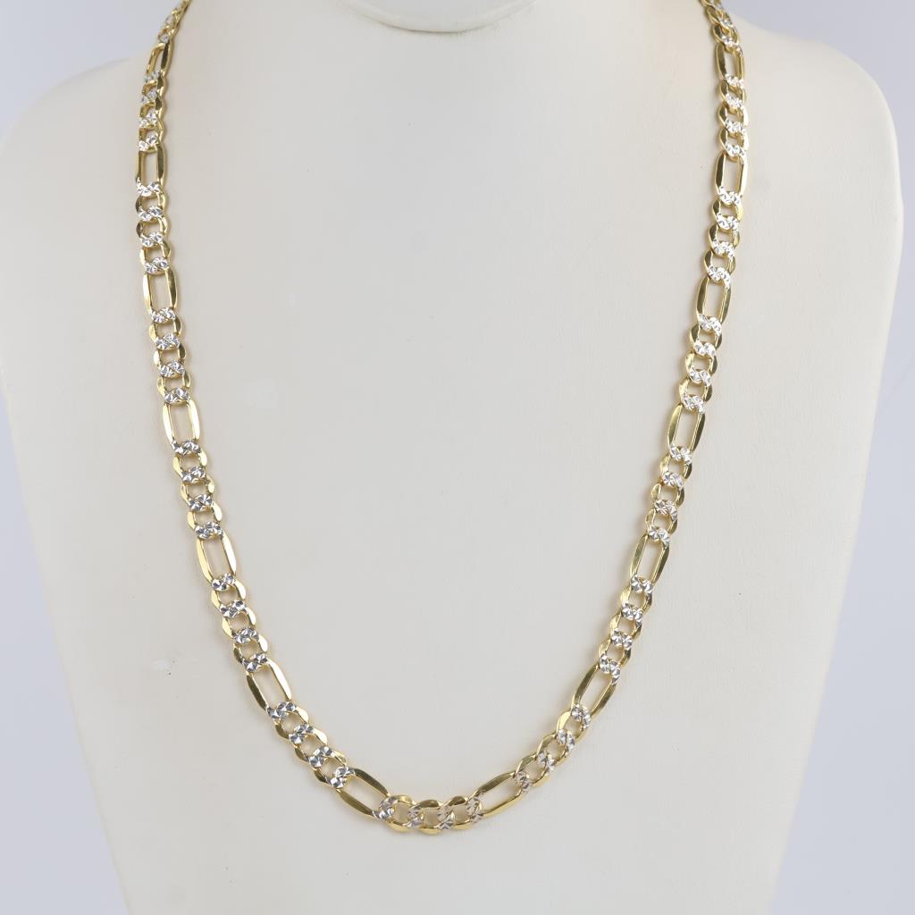 14kt GF Sterling Silver Figaro Link Necklace