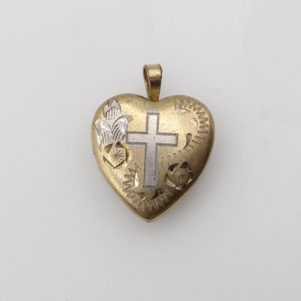 14kt GF Two-tone Religious Heart Locket