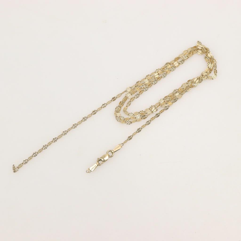 14K Gold Plated Solid Brass Anchor Link Chain - 18 Inches - Lobster Clasp